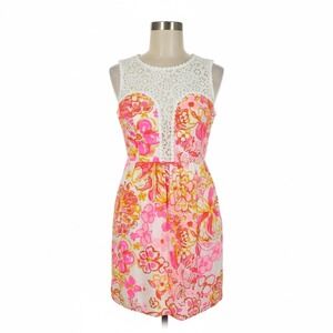 Lilly Pulitzer Reagan Pink Resort Happiness Fit & Flare Dress w Pockets Size ‎ 2